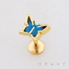 BUTTERFLY CHARM THREADLESS LABRET SET 316L SURGICAL STEEL